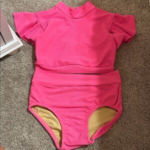 Kids Pink Ruffle Sleeve Matching Set